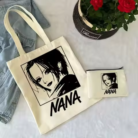 2 Pcs Japanese Anime Tote Cosmetic Bag NANA Ladies Shoulder Bag Eco-friendly Large Capacity Portable