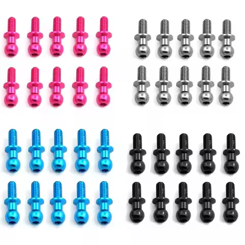 10Pcs M3 Metal Hex Ball Head Screws for Tamiya TT01 TT02 Sakura D5 1/10 RC Drift Car Spare Parts Uni