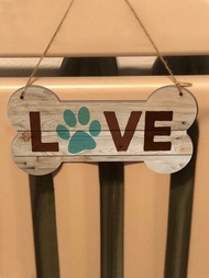 1個狗屋木牌,狗骨寵物掛飾牌子,適用於家庭農舍裝飾