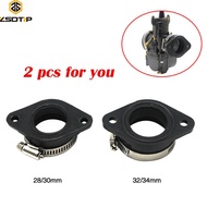 2 Pcs Motorcycle Carburetor Adapter Air Inlet Pipe Rubber 28mm/30mm+32mm/34mm