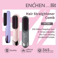 ENCHEN H100 Cordless Hair Straightener Comb Ionic Hair Straightening Comb 4 Temps 60s Fast Heating