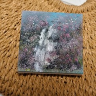 櫻花瀑布/無框畫/風景畫/遠觀畫/小尺寸掛畫/自然風物畫/原創畫