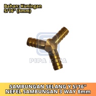 Y Connection Nipple 5/ 16 Inch Brass Hose Connection 3 Way Y Connector