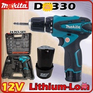 ⭐READY STOCK⭐ Makita 12V DF300 Li-on Battery Hand Drill Cordless Set Car Cordless Drill Rechargeable Electric Screwdriver Drill