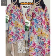 MOMONA/MIDI DRESS WANITA JUMBO/KATUN RAYON LINEN LD 130 CM FIT XXXL