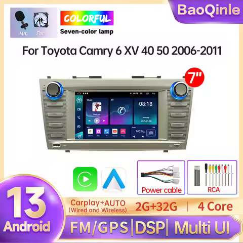 For Toyota Camry 6 XV 40 50 2006-2011 2007 2010 Car Android Auto Carplay Radio 7Inch GPS DSP AHD Ori