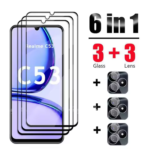 6 In 1 For Realme C53 Glass Tempered Glass Realme C53 Glass Full Cover Screen Protector Camera Film 