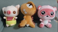 可愛玩偶3款合售 /可愛小豬 /Q版暴龍 /粉紅狸貓