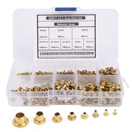 650Pcs Brass Eyelets Round Inner Hole Grommets, 8 Values M0.9 M0.9(d)-M5(L)/0.9mm - 5mm Dia Shoes Be