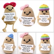 Emoji Potato Crochet Ornament Cute Patato with Positive Card Creative Desktop Onaments