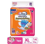 LIFREE Popok Perekat Dewasa XL14 - Lifree Adult Pampers Tape XL 14 pcs Ukuran Pinggang 104 - 145 cm