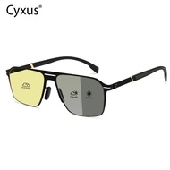 Cyxus Non-polarized Photochromic Sunglasses Double bridge Korean style Men's Metal frame Nylon lense