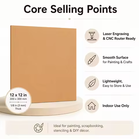 1-3Pcs 3mm MDF Wood Sheet Panel, Lasers Engraving Blank Board CNC Router Ready for DIY Crafts Home D