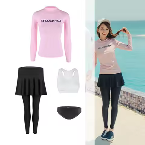 Full Body set of 3-4 pieces Rash Guard Long Sleeve UV/Sun Protection Swim Shirts Leggings, Water Bea