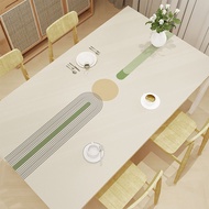 Simple Leather Geometric Dining Table Mat, Light Luxury, Waterproof, Oilproof, Wash-Free PVC High-en