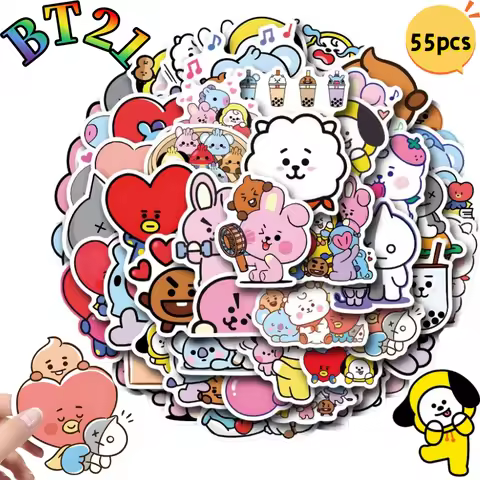 BT21 Chimmy Cooky koya RJ Shooky Mang Sticker High Color Value Cartoon Printing Creative Hand Ledger