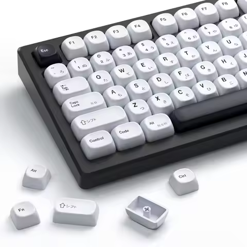 XVX PBT Keycaps - MOA Keycaps White, Japanese Keycaps 75 Percent, Custom Key caps Dye-Sublimation, 1