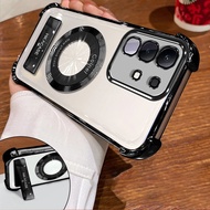 Invisible bracket is For VIVO T1X T2X T3X T4X 4G 5G Phone Case Electroplating Four Corner Airbag Sof