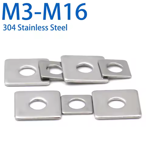 304 Stainless Steel Square Flat Washers Square Shape Gasket Spacer Fastener M3-M16