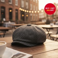 Wool Beret Hat for Men Flat Top Retro Style Casual Vintage Newsboy Cap Golf
