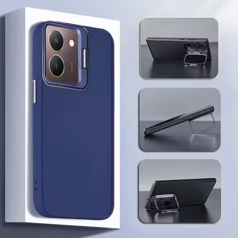 Camera Lens Hidden Stand Holder Phone Case for Vivo Y03 Y18 Y36 4G Y36 5G Y27S Y27 5G Matte Shockpro