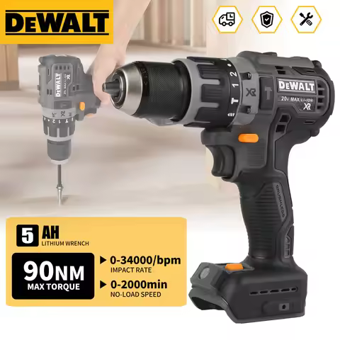 DeWALT DCD85M 20V Portable Brushless Hammer Drill,90Nm,0-2000RPM,0~34000BPM,3 Speed Modes for Worksh
