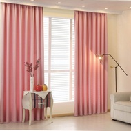 (2PIECES) Blackout Plain Thermal Solid Window Curtain With Rod Ring 100cm x 210cm