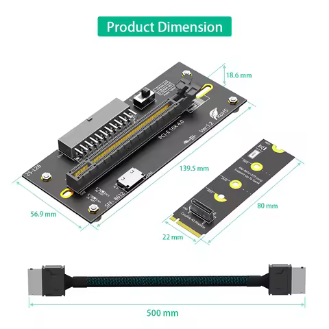 TISHRIC M 2 To PCIE 4.0 X16 Riser Cable With Oculink SFF-8612/8611 32G/bps For M2 SSD M-Key 2242 226