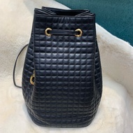 CELINE  黑色格紋水桶背包  I561EE