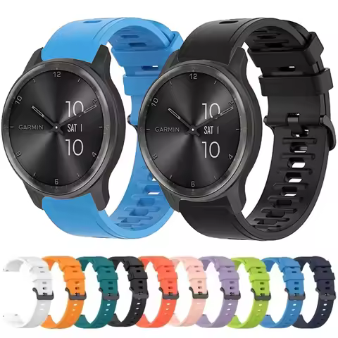22mm 20mm Silicone Strap for Garmin Vivomove Trend/Active 5/Venu 3 Sports Comfort Bracelet for Garmi