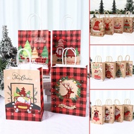 4PCS Christmas Kraft Paper Bags with Handles Snowman Loot Bag Giveaway Packaging Christmas Gift Wrapper Santa Candies For Lootbags Christmas Gift Ideas Xmas Decor Christmas Decor