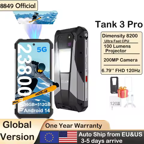 8849 Tank 3 Pro Unihertz Rugged Smartphone 5G with 100 Lumens Projector 32/36GB 512GB 23800mAh Andro
