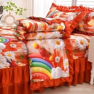 ((Four-Piece Bed Cover Set 5D Printing) Summer Quilt Lace Quilt Cover KX0N