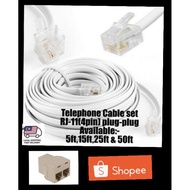 Telephone cable set~RJ11 plug-plug/ 2 way splitter