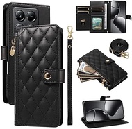 Case for Oppo A78 4G (Color: Black) Crossbody Strap Zip Wallet Leather Flip Back Case