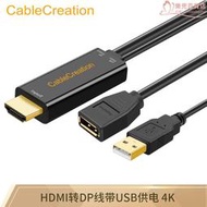 CABLE CREATION CD0513 hdmi轉dp線轉接頭帶供電 hdmi轉dp公對母