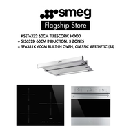 SMEG Bundle 60cm Induction Hob + 60cm Analog Oven + Optional Non Wall Mounted (KSET6XE2) Or Wall Mounted Hood (KBT900XE or KBT9L4VN)