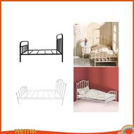 [PrettyiaSG] Dollhouse Metal Frame Bed Dollhouse Bedroom Decoration,1:12 Miniature Bed
