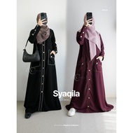Alaydrus Collection Syaqila Black Abaya Turkey Gamis Syari Muslimah Jetblack Material Black Pocket D
