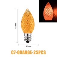 cod 25pcs C7 LED Faceted Candle Light Bulb RGB E12 Base 110V 220V Shatterproof Plastic Replace Bulb 