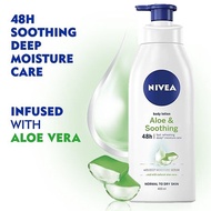 NIVEA Body Lotion Aloe&Soothing For Normal To Dry Skin 400mL โลชั่นเพิ่มความชุ่มชื้นบำรุงผิวกายสูตร