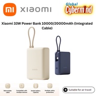 (Local stock) Xiaomi 33W Power Bank 10000/20000 mAh (Integrated Cable) - 6 months Local Warranty