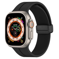 สายแม่เหล็กสำหรับ Apple Watch Bands 45 มม.38 มม.49 มม.40 มม.42 มม.41 มม.ซิลิโคนสร้อยข้อมือกีฬา iWatch Series ultra 9 6 5 7 8 SE 44 มม.