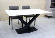 【歐風別館】戴森3*5尺白金色岩板黑鐵餐桌【工業風~基隆至台中免運費】