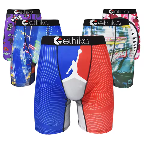 ETHIKA Underwear Boxers Breathable Mens Boxershorts Men's Panties Underpants Plus Size Fashion Print