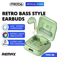 REMAX Earbud Wireless Earbuds Retro Wireless Earbud Bass True Wireless Earbuds Mini TWS-38 Music Earbuds Wireless 藍牙耳機無線