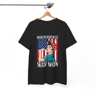 Independence Has Won Tshirt Retro Ww2 Poster American Flag Unisex Heavy Cotton