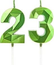 23th Birthday Candles, Green Number Candles, Birthday Decoration, Happy Birthday Cake Toppers for Bi