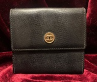 日本中古CHANEL 稀有黑色牛皮金幣短銀包