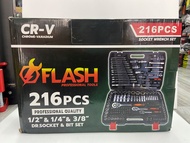 FLASH ชุดบล็อก 216 ชิ้น บล็อกชุด 1/2" 1/4" 3/8" พร้อมชุดเครื่องมือ 216 ชิ้น